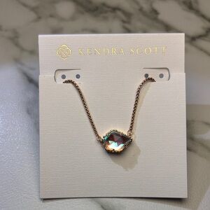 Kendra Scott Rose Gold Necklace with Dichroic Stone Pendant